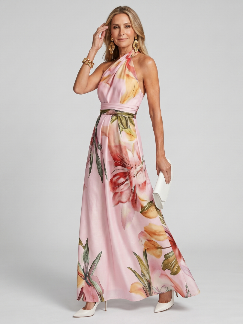 Women's Halter Maxi Dress Flowing Skirt