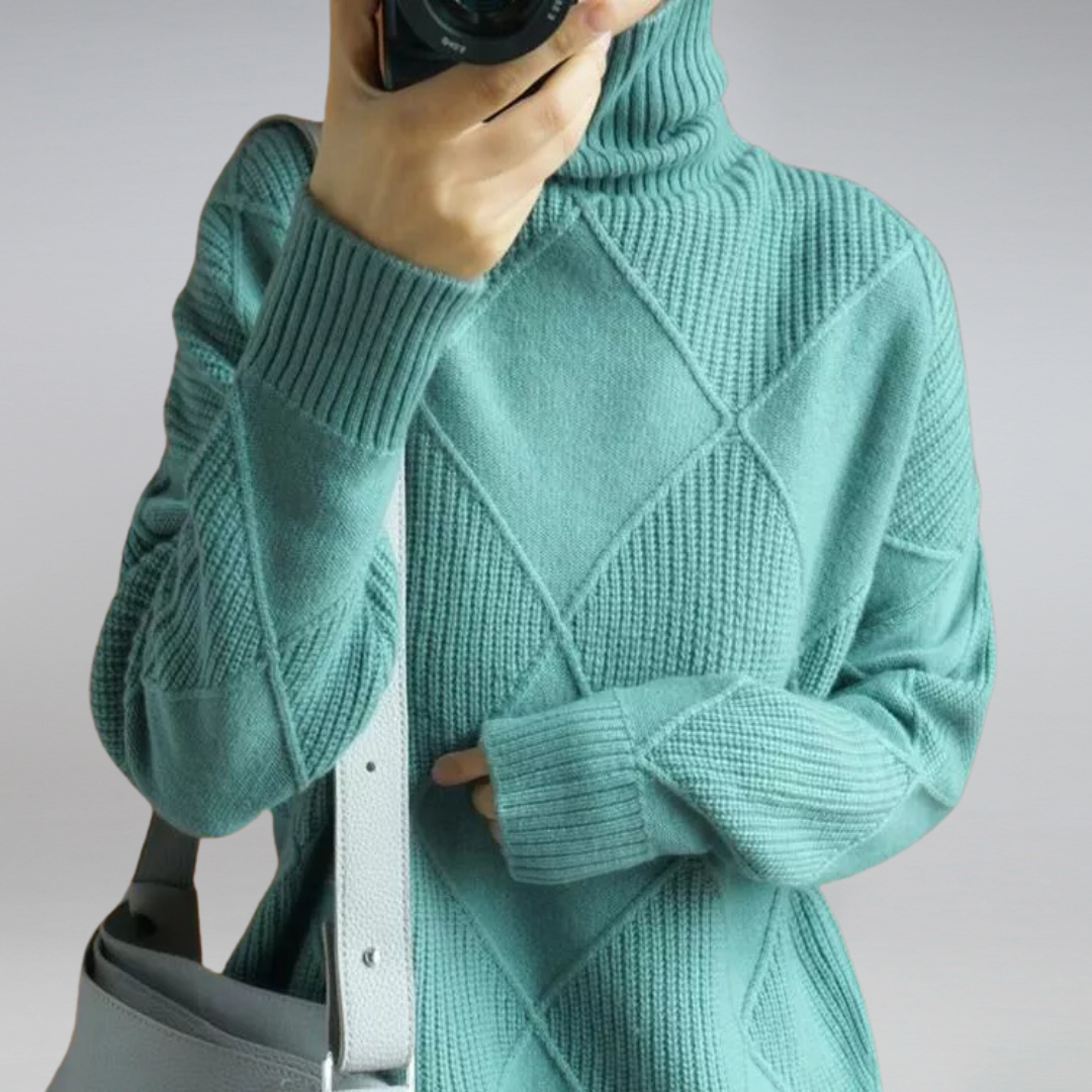 Women’s High Neck Diamond Knit Sweater
