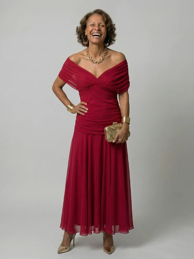 Women's Floral Mesh Maxi Dress with Ruched Bodice