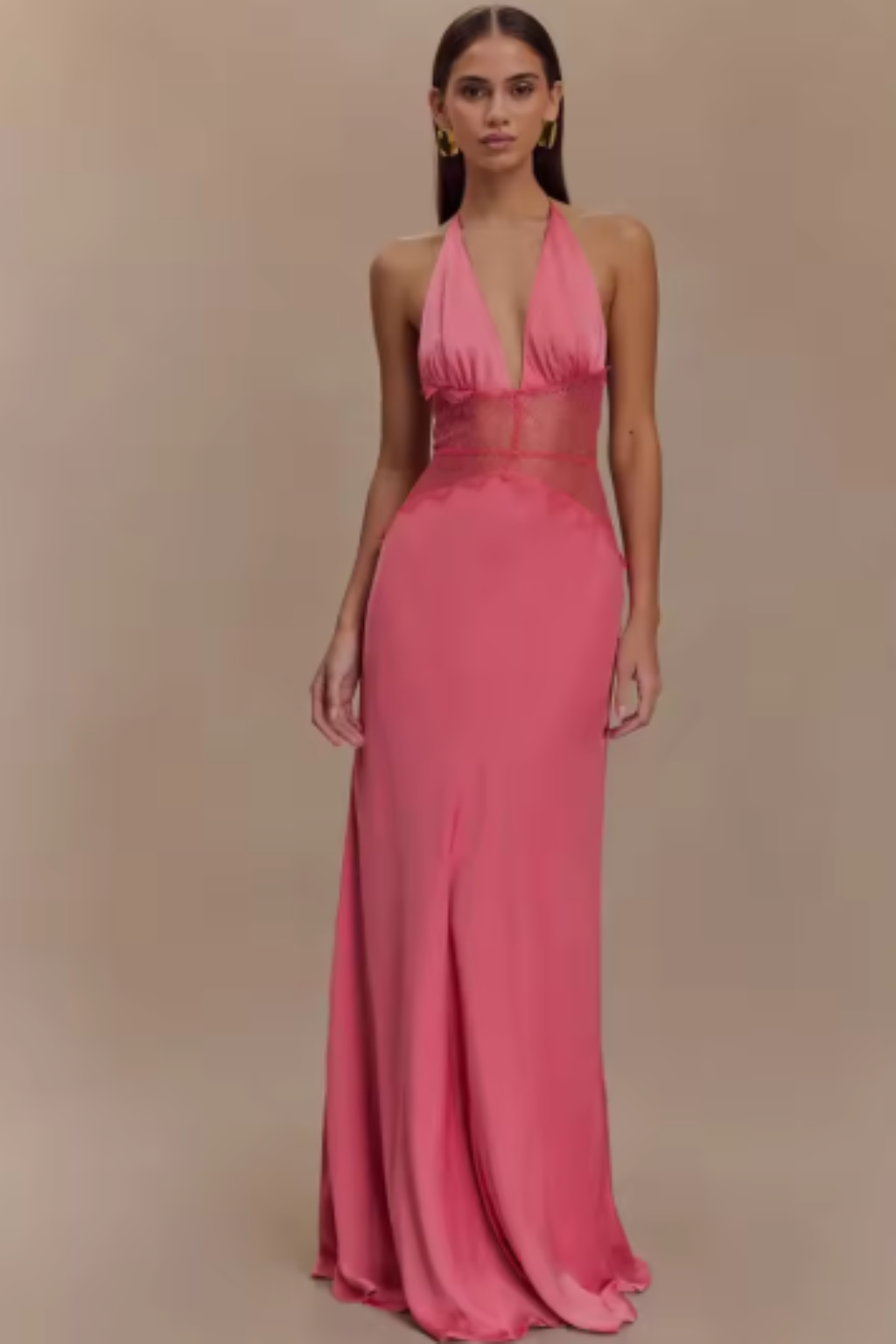 Women Halter Backless Maxi Dress Wedding Guest