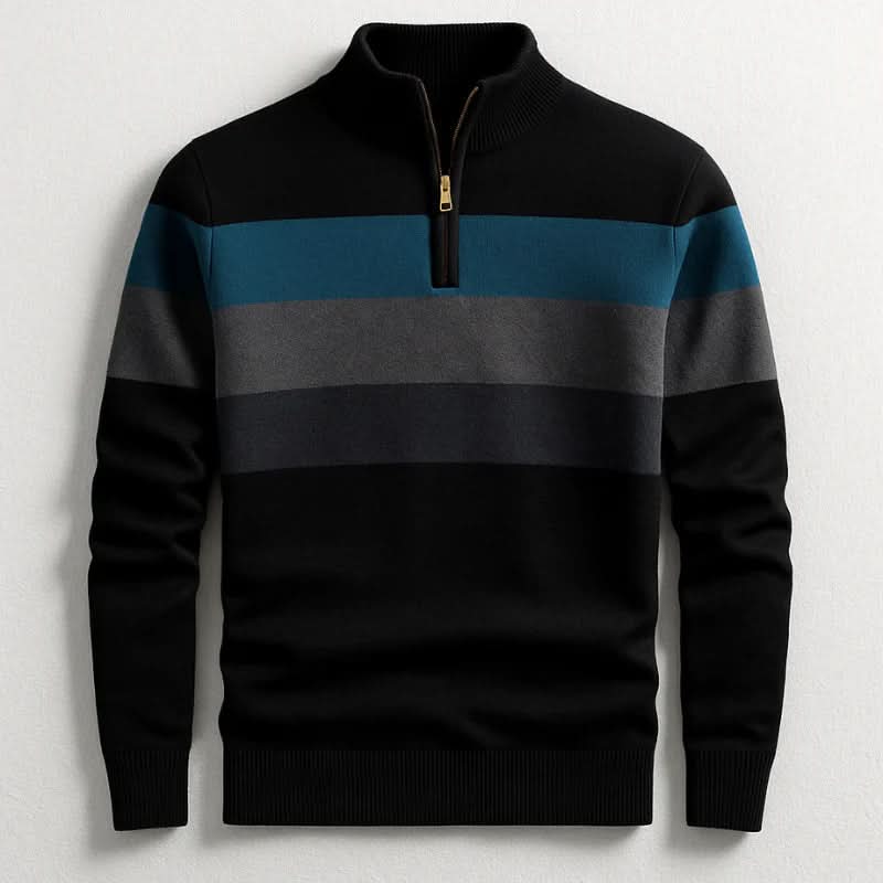 Men's Classic Striped Quarter-Zip Sweater