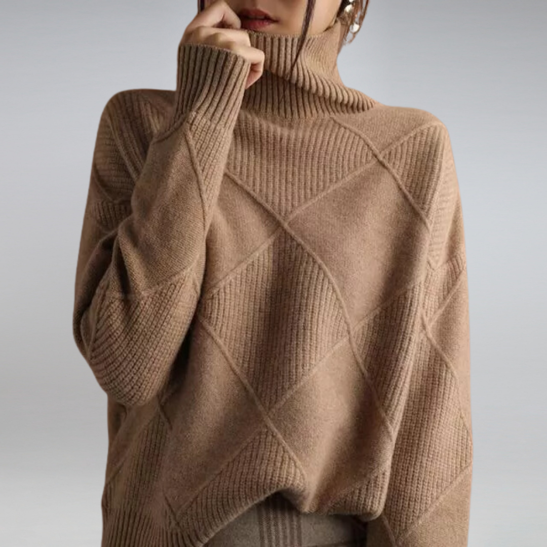 Women’s High Neck Diamond Knit Sweater