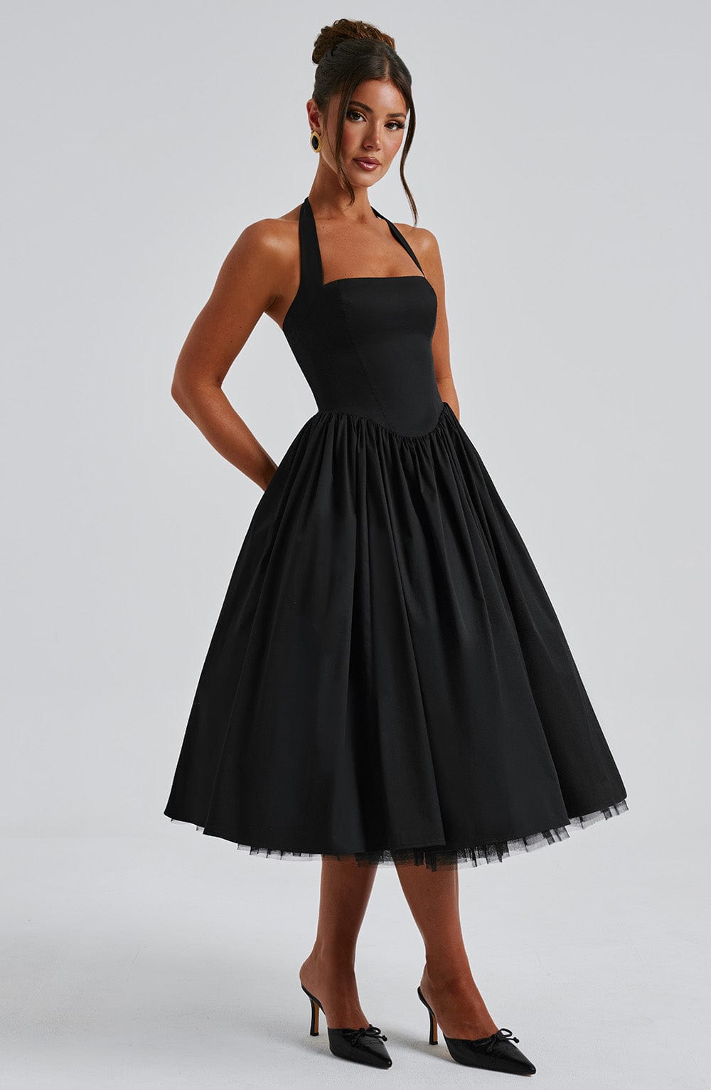 Women’s Halter Neck Midi Dress for Weddings, Parties and Special Occasions