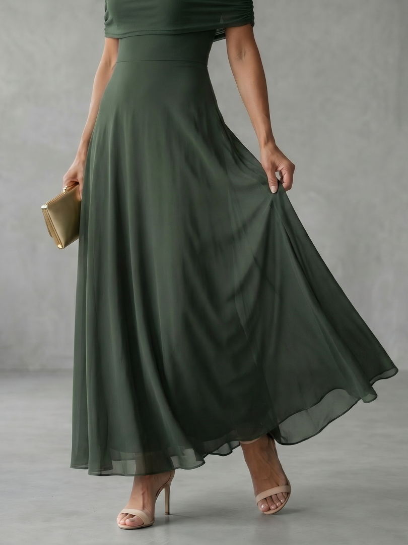 Women's Off-Shoulder Flowy Maxi Dress