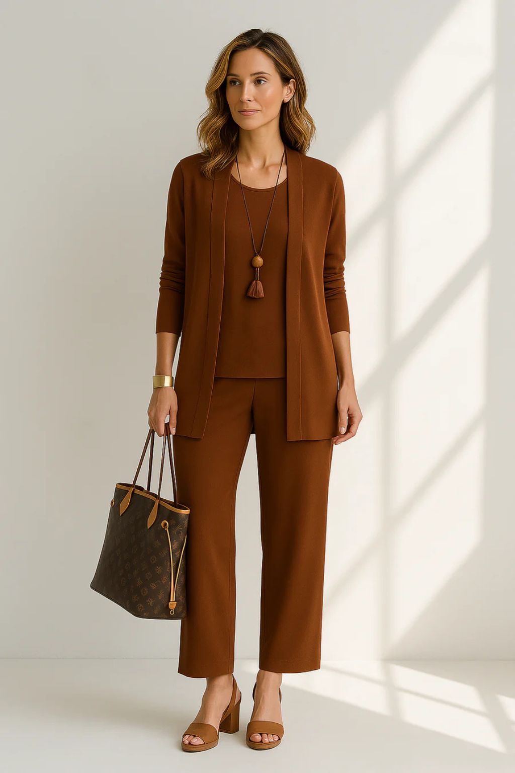 Women's Three-Piece Lounge Set with Wide-Leg Pants