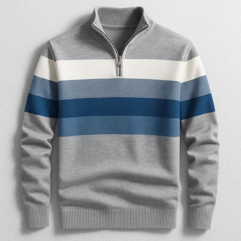 Men's Classic Striped Quarter-Zip Sweater