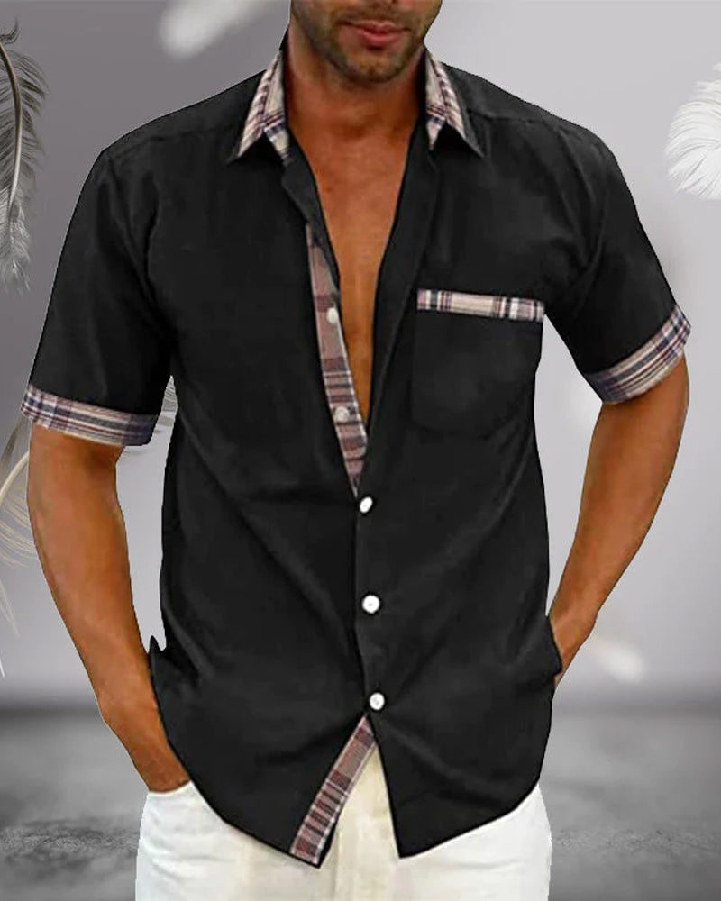 Men's Classic Short-Sleeve Shirt with Tailored Slim Fit