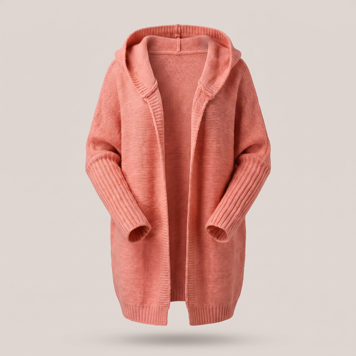 Women's Chunky Knit Hooded Open Front Cardigan