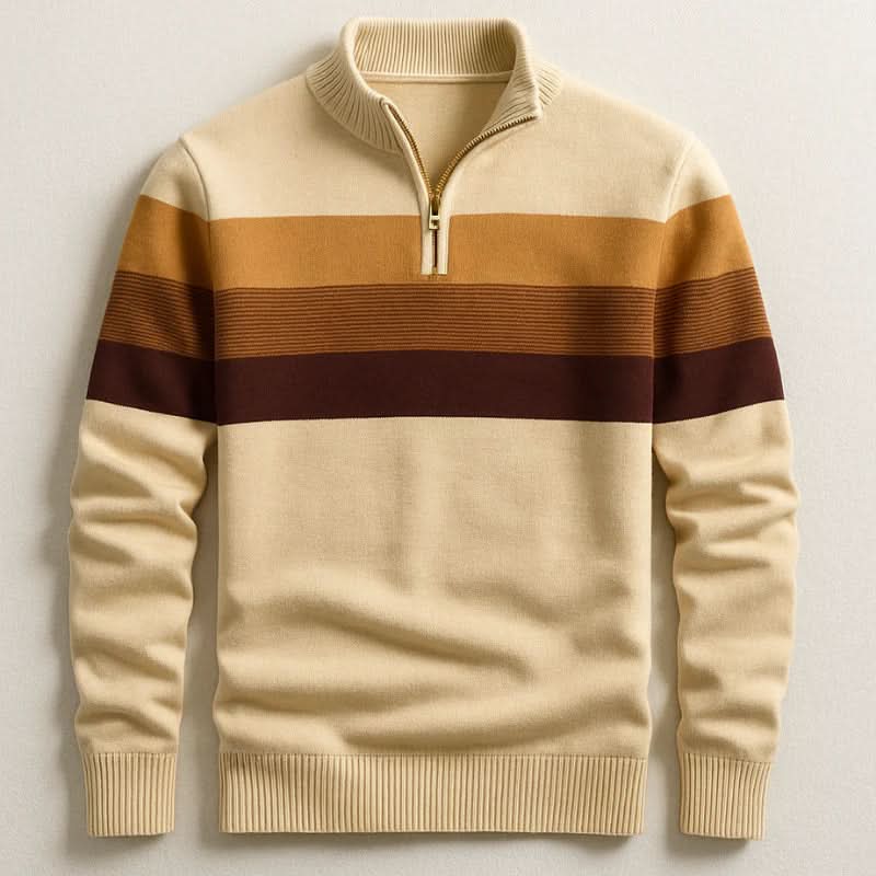 Men's Classic Striped Quarter-Zip Sweater