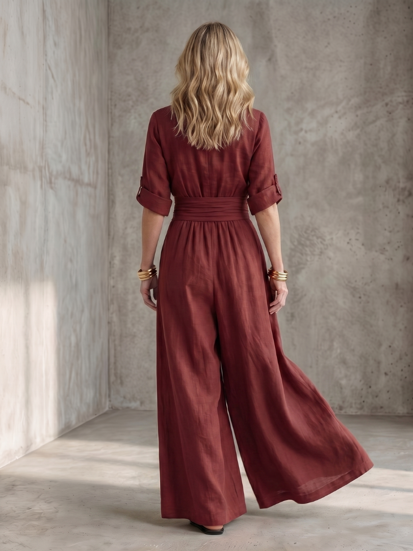 Women's Cross Front Wide Leg Jumpsuit