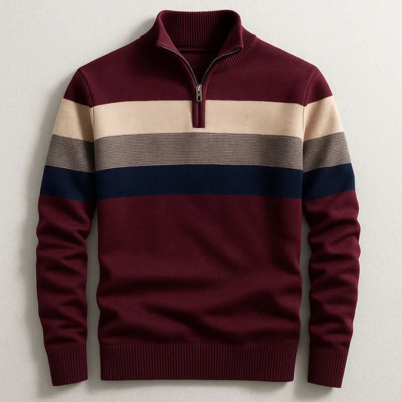 Men's Classic Striped Quarter-Zip Sweater