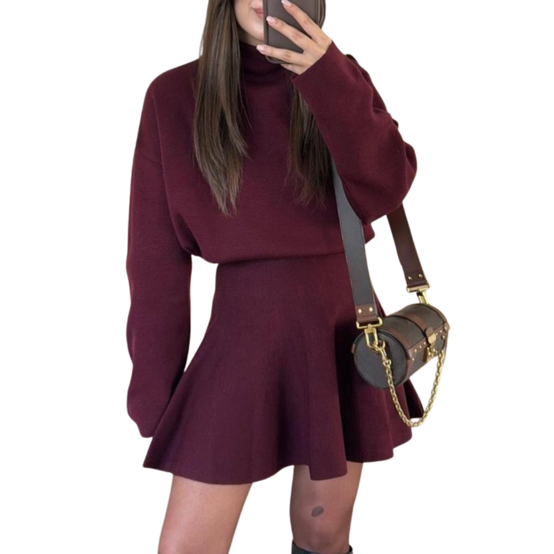 Women's Half-High Neck Knit Sweater Dress