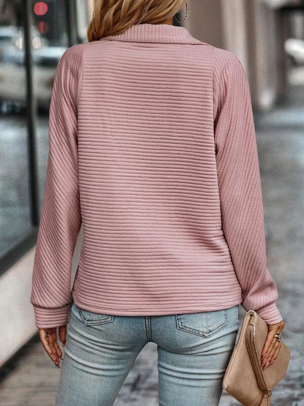 Women's Ribbed Quarter-Zip Pullover Sweater