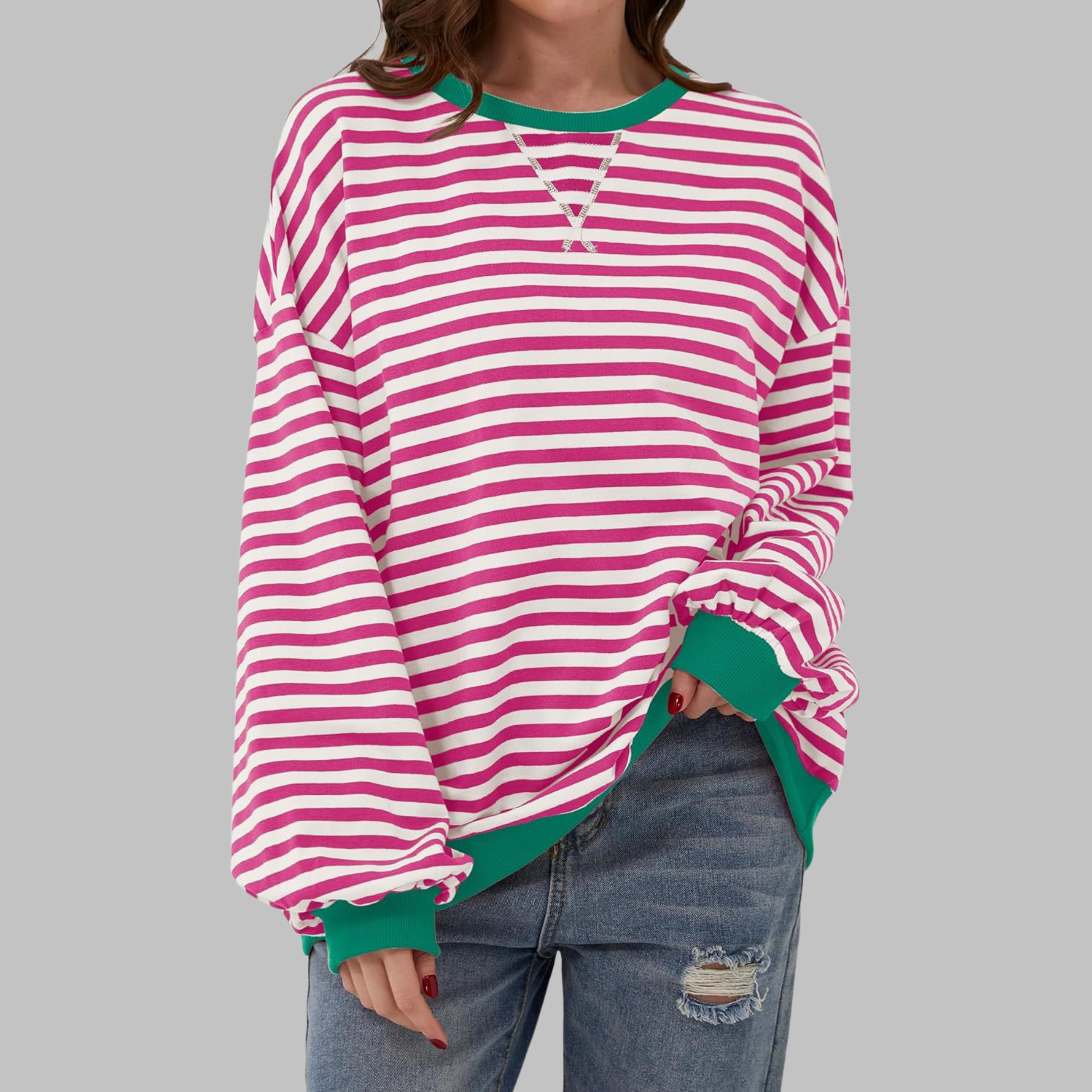 Women's Striped Long Sleeve Sweatshirt