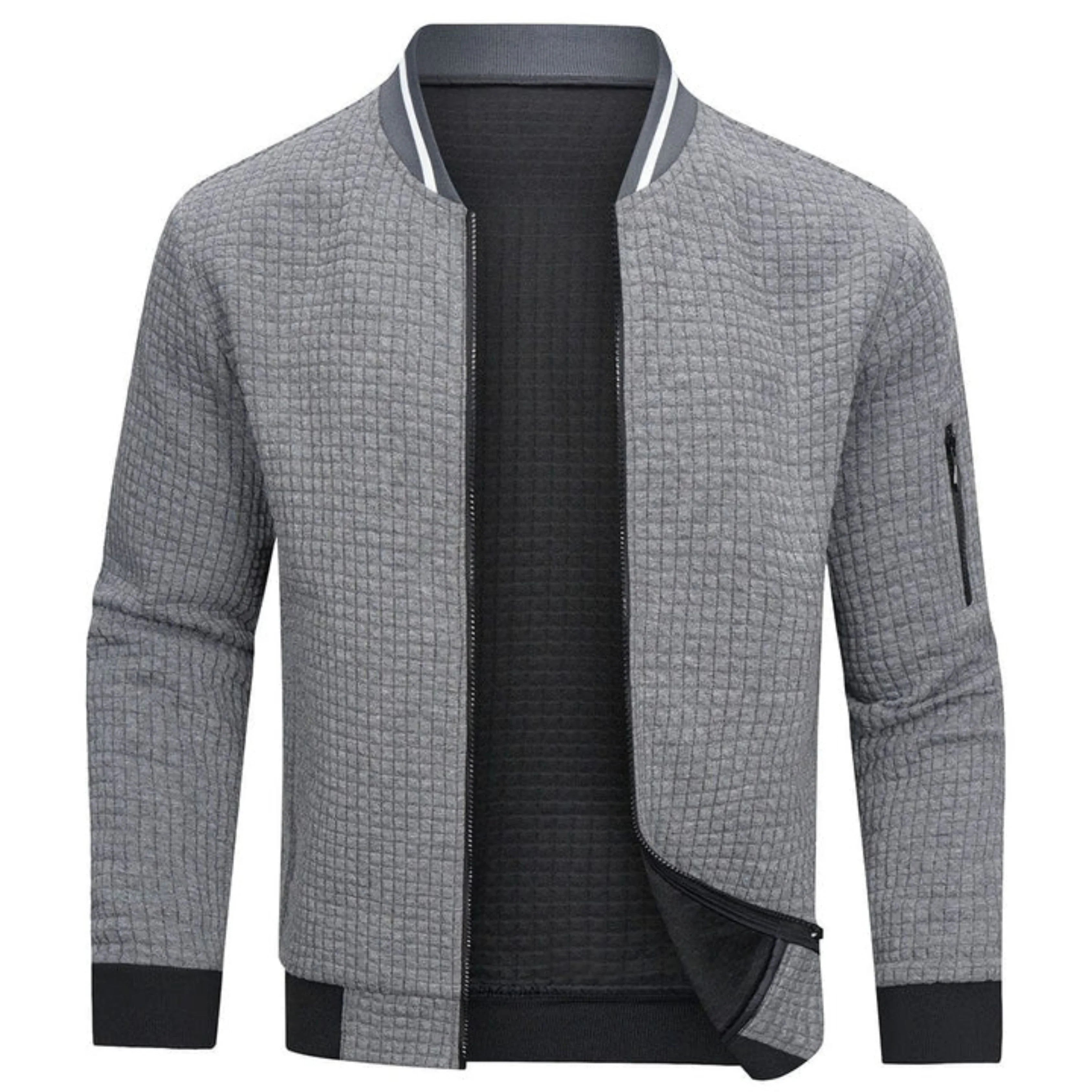 Men's Monochrome Check Bomber Jacket