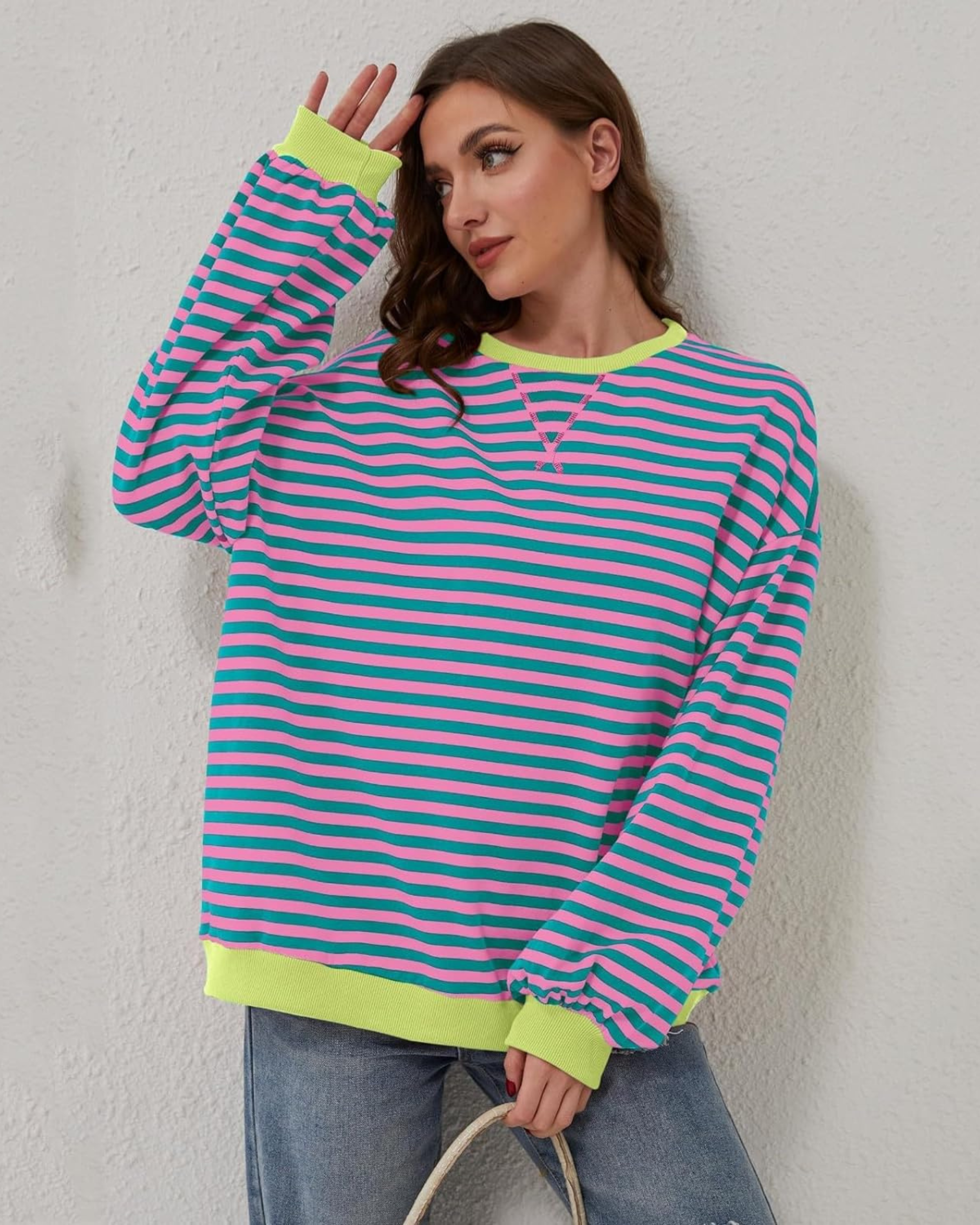 Women's Striped Long Sleeve Pullover Sweater