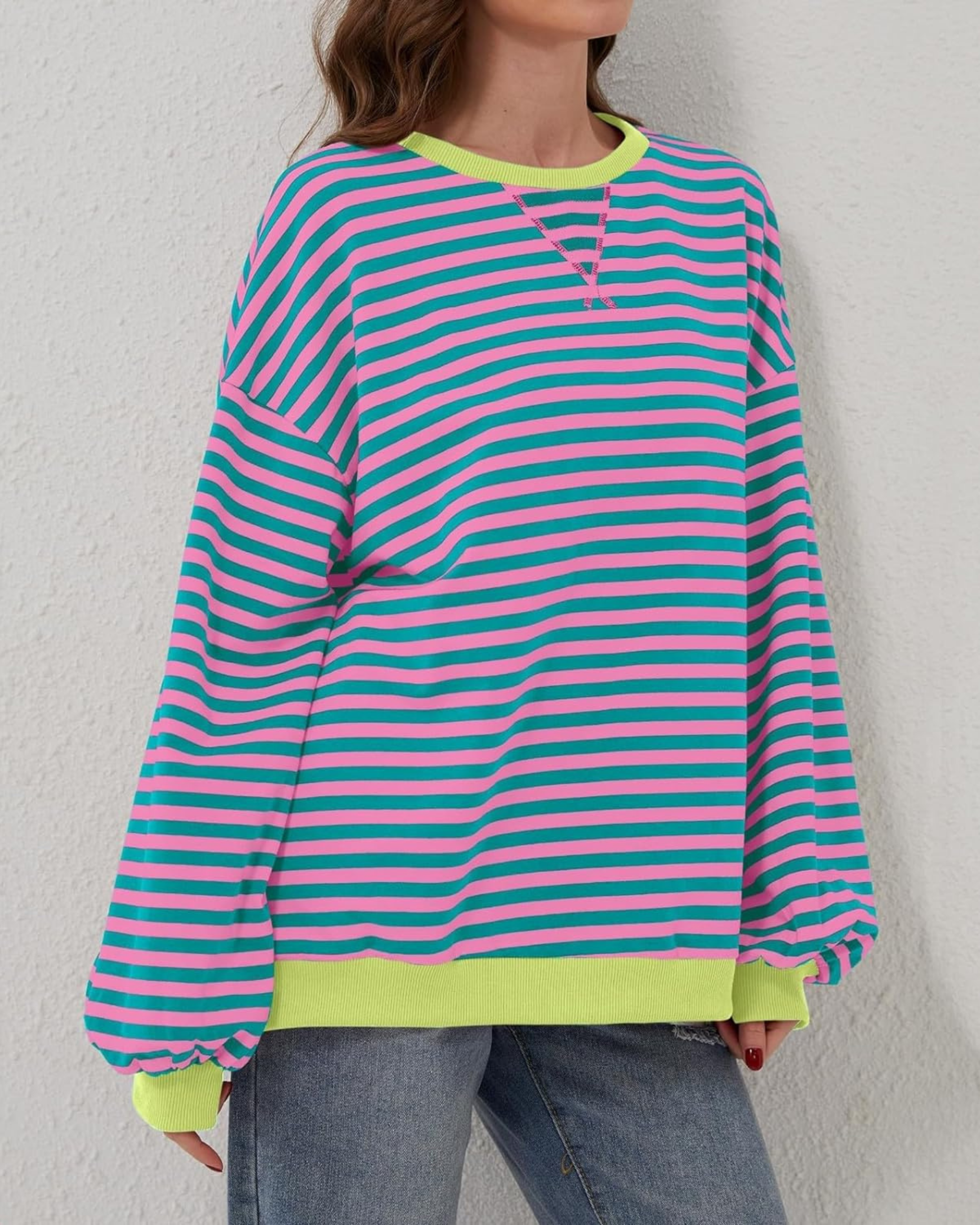 Women's Striped Long Sleeve Pullover Sweater