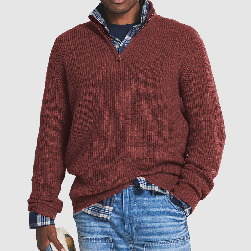 Elegant Men's Cashmere Pullover with Zipper in Business-Casual Style