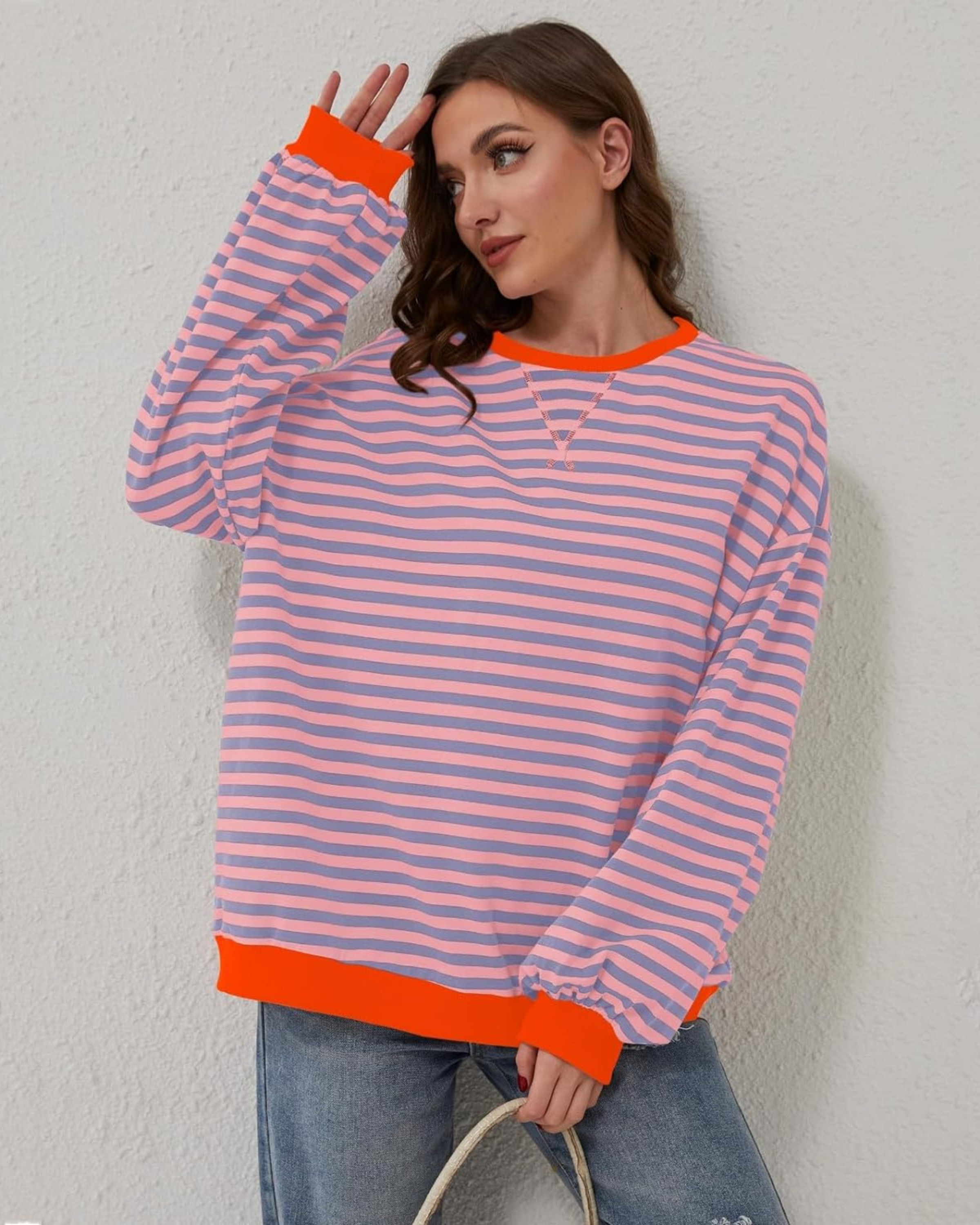 Women's Striped Long Sleeve Pullover Sweater