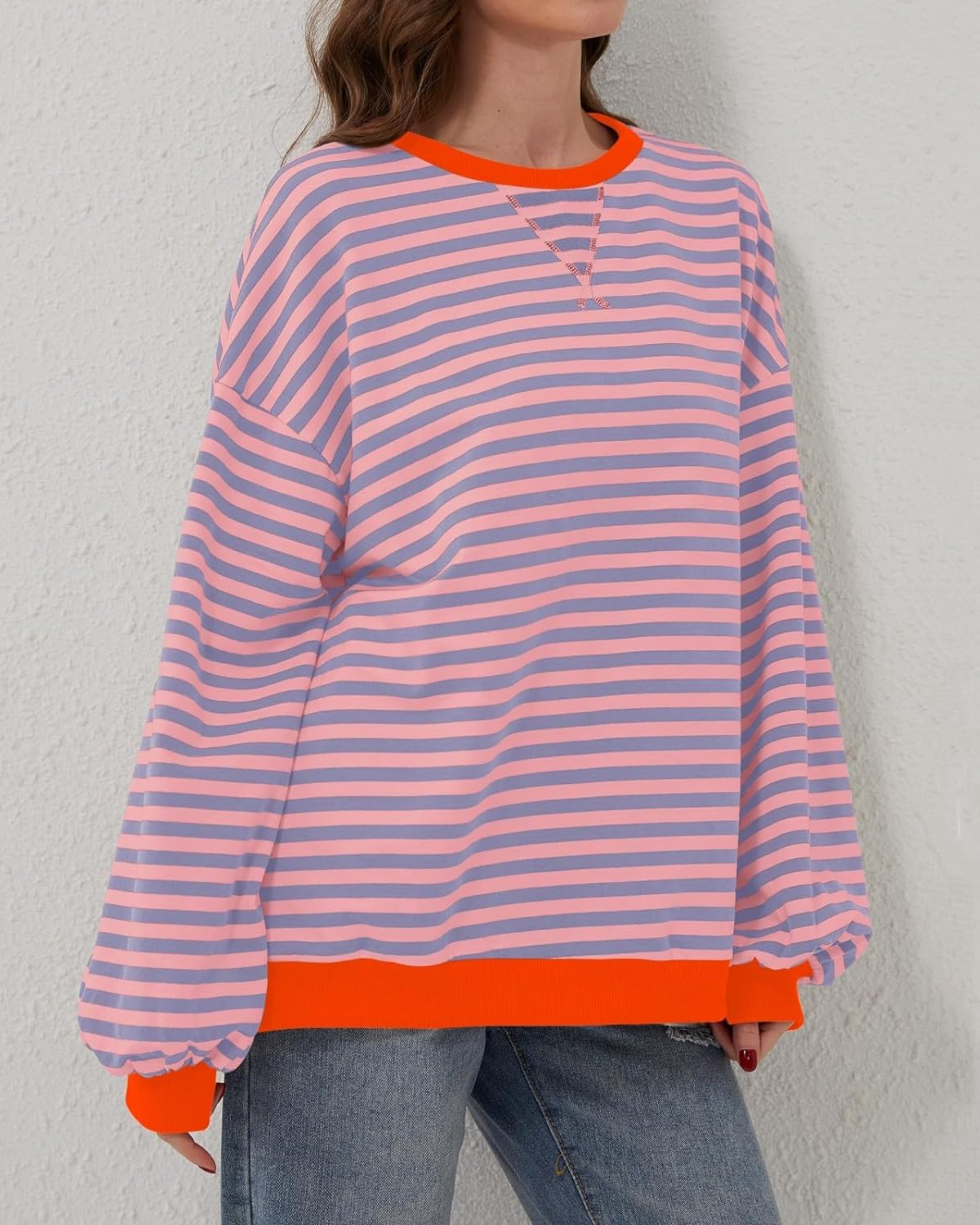 Women's Striped Long Sleeve Pullover Sweater