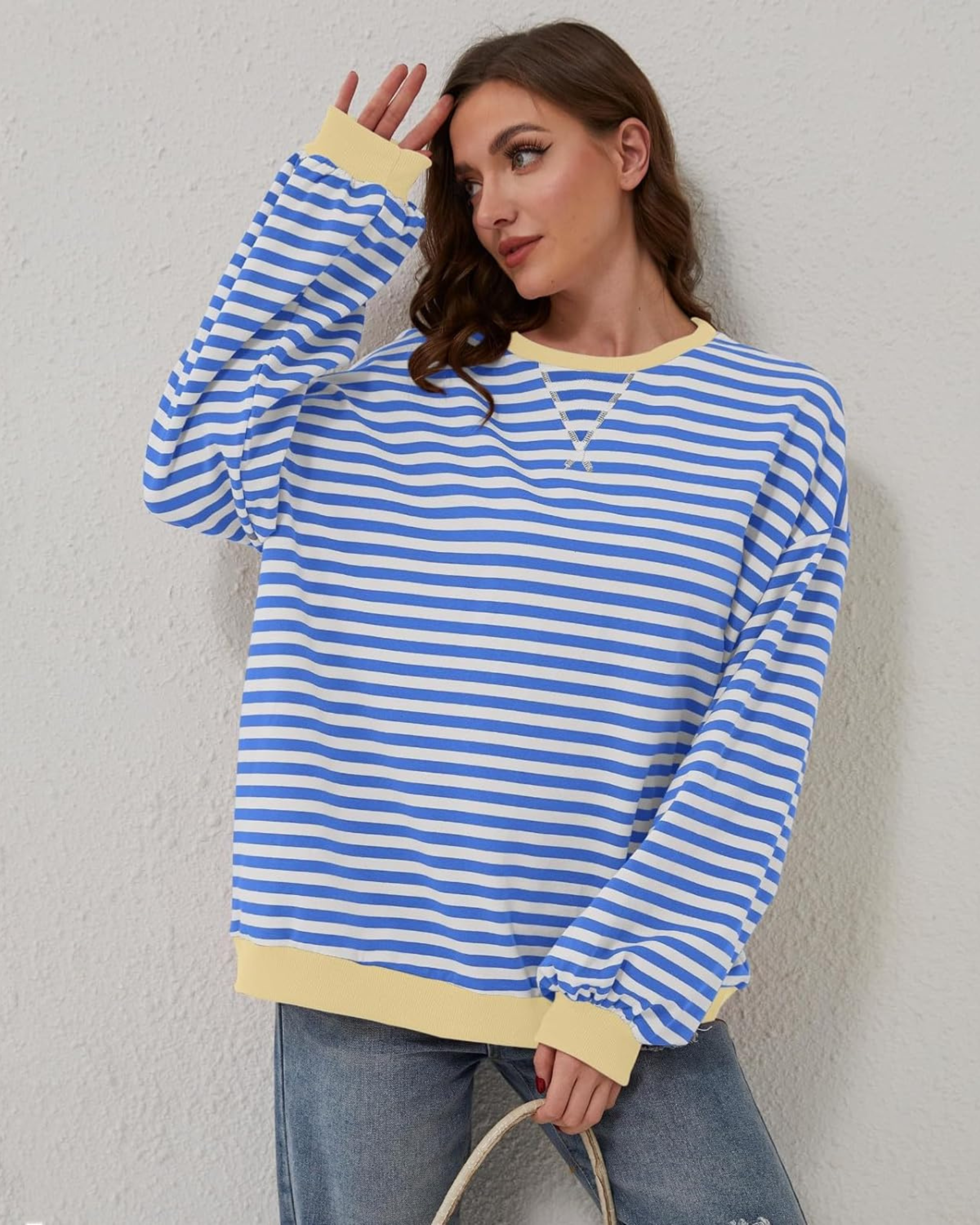 Women's Striped Long Sleeve Pullover Sweater