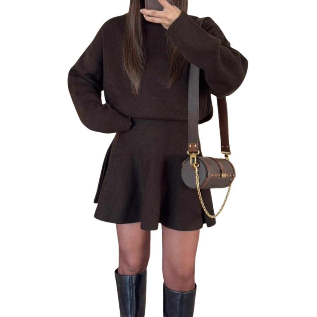 Women's Half-High Neck Knit Sweater Dress