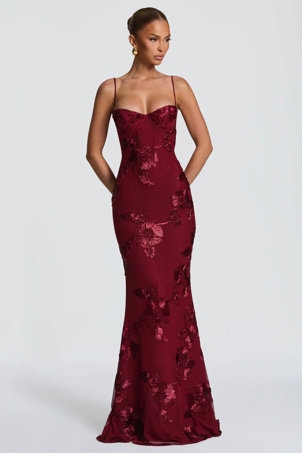 Women’s Embroidered Mermaid Maxi Evening Dress