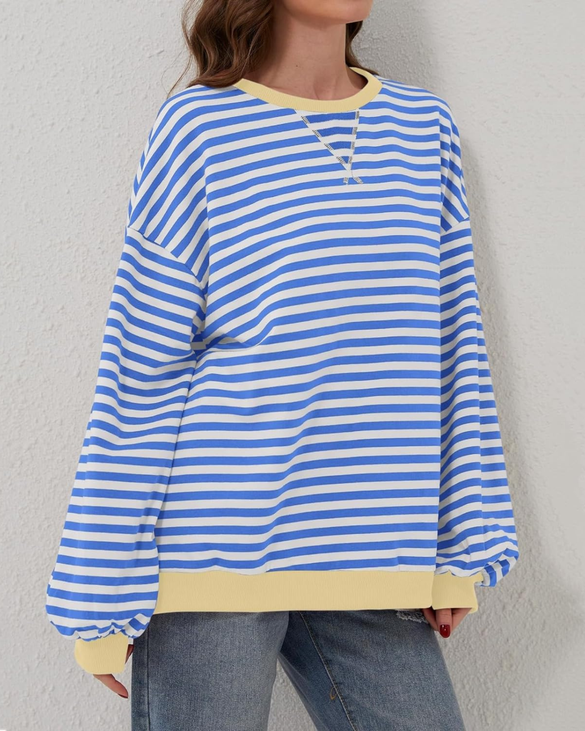 Women's Striped Long Sleeve Pullover Sweater
