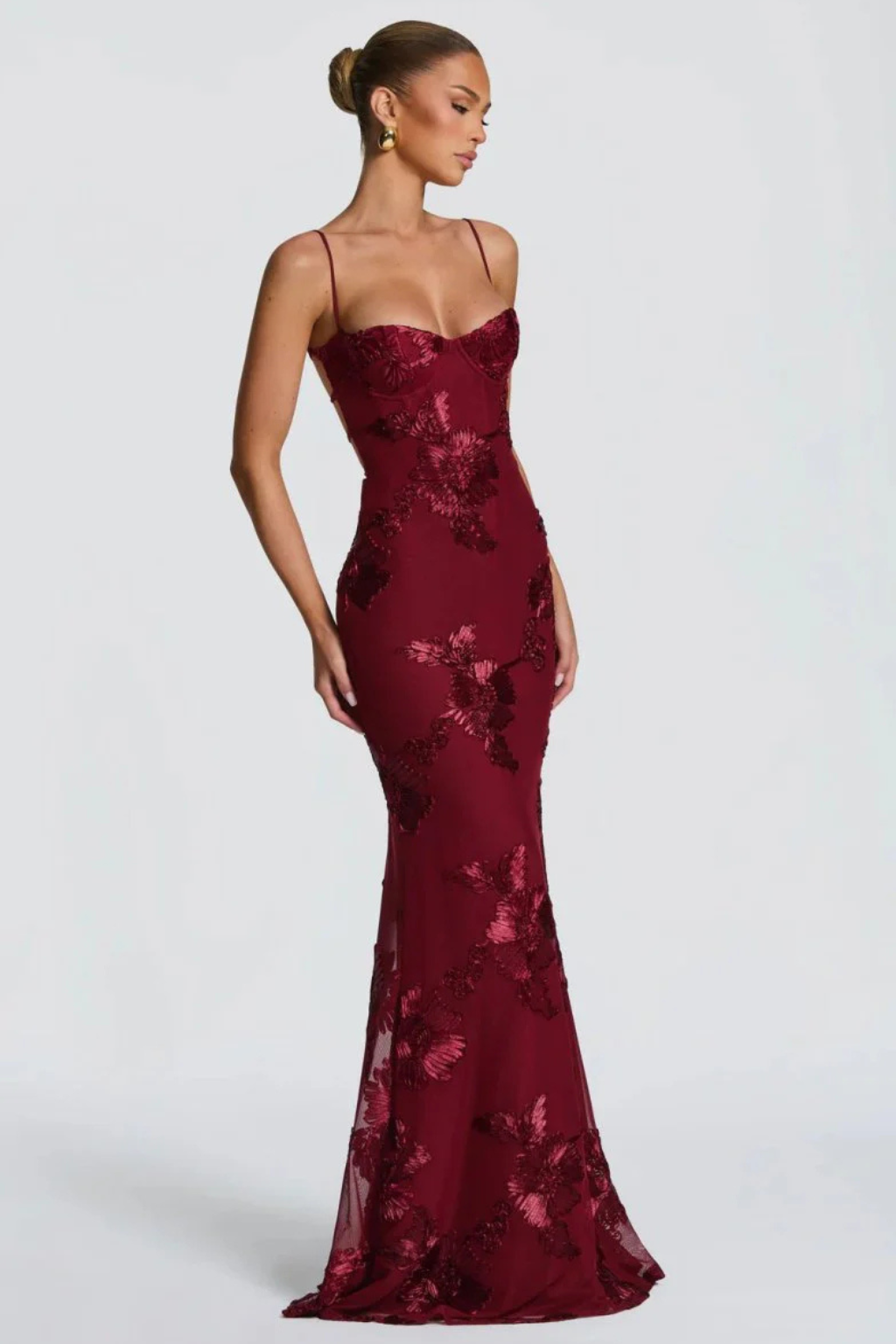 Women’s Embroidered Mermaid Maxi Evening Dress