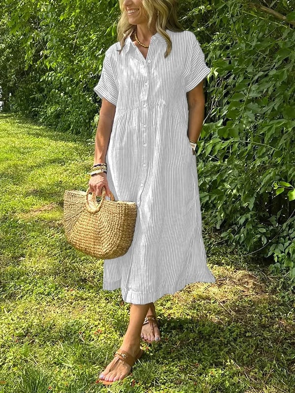 Women's Striped Button-Up Dress | Classic, Cheerful & Endlessly Wearable