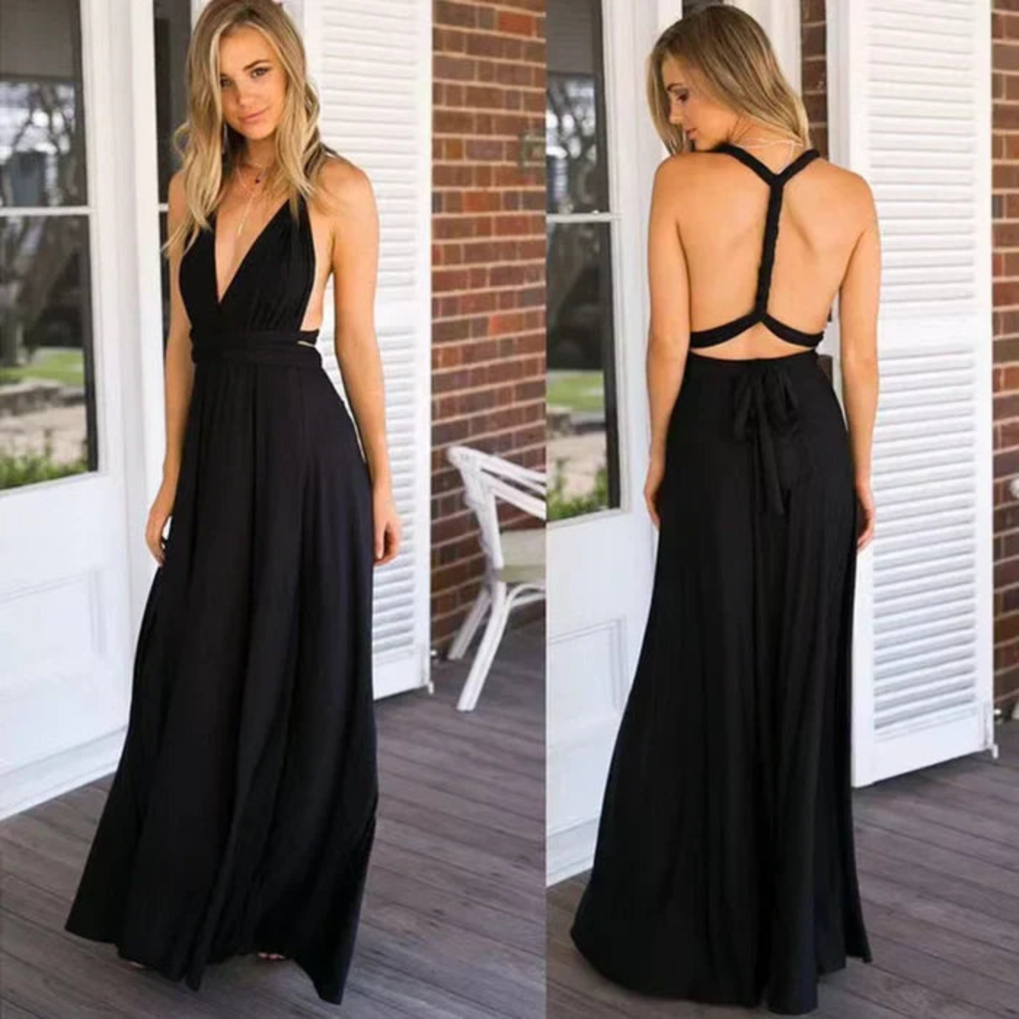 Women's Maxi Dress Open Back Convertible