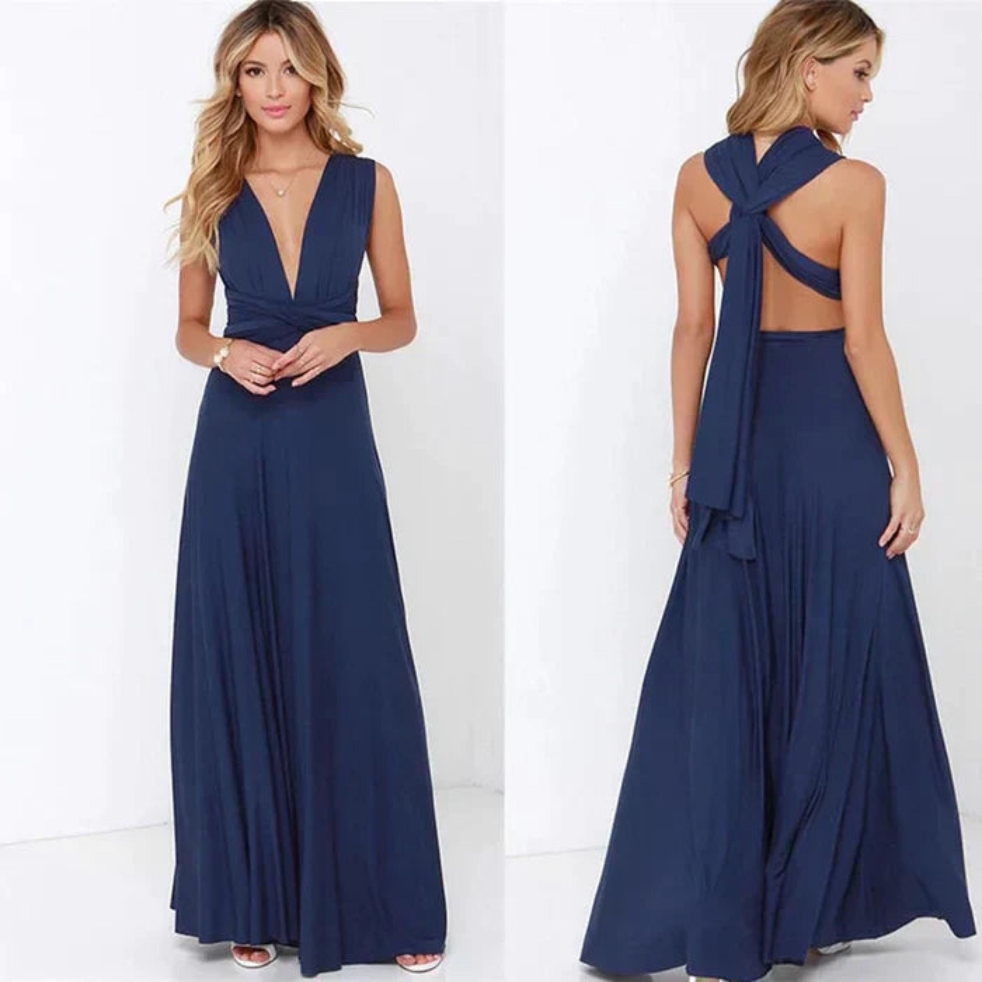 Women's Maxi Dress Open Back Convertible