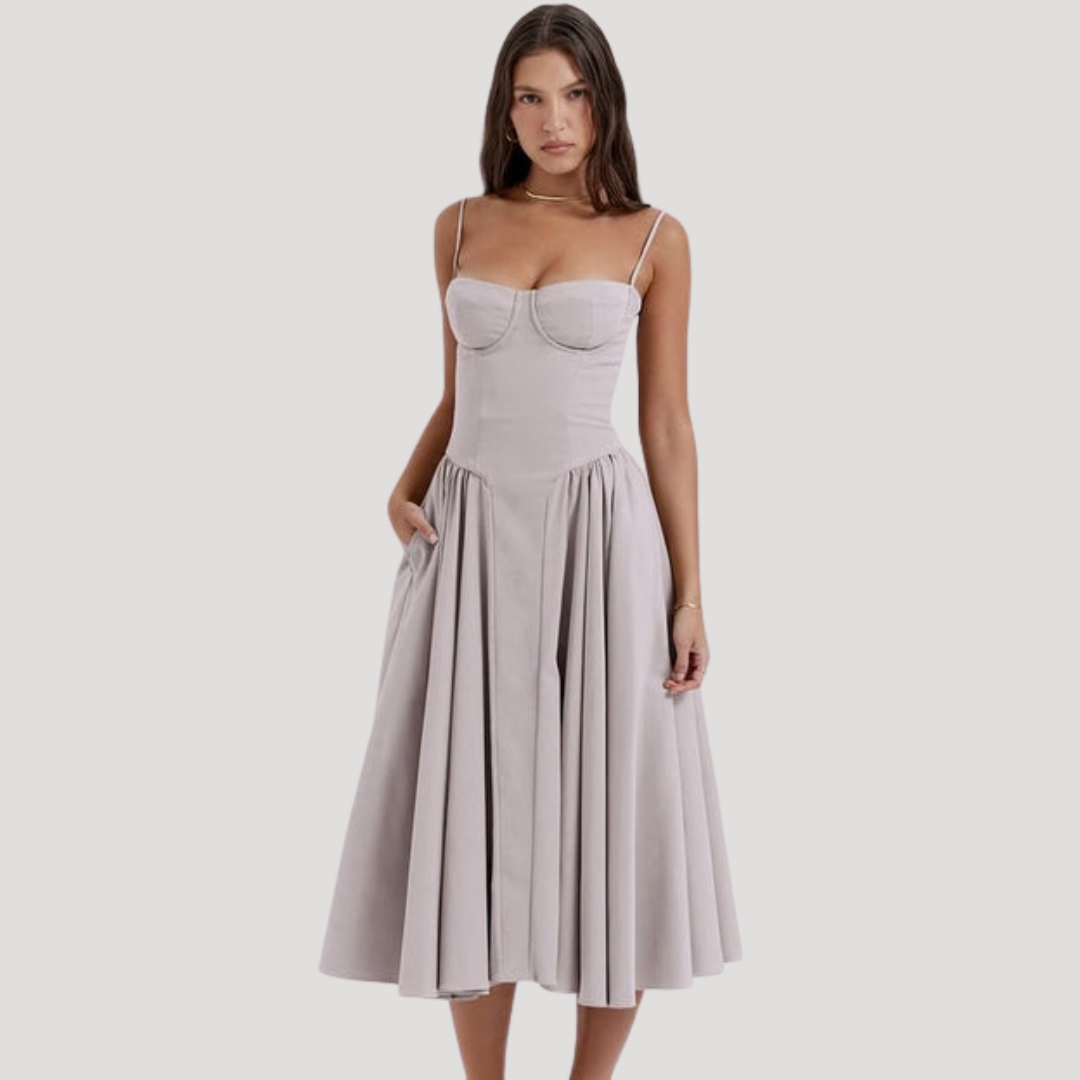 Women's Corset Bodice Midi Dress