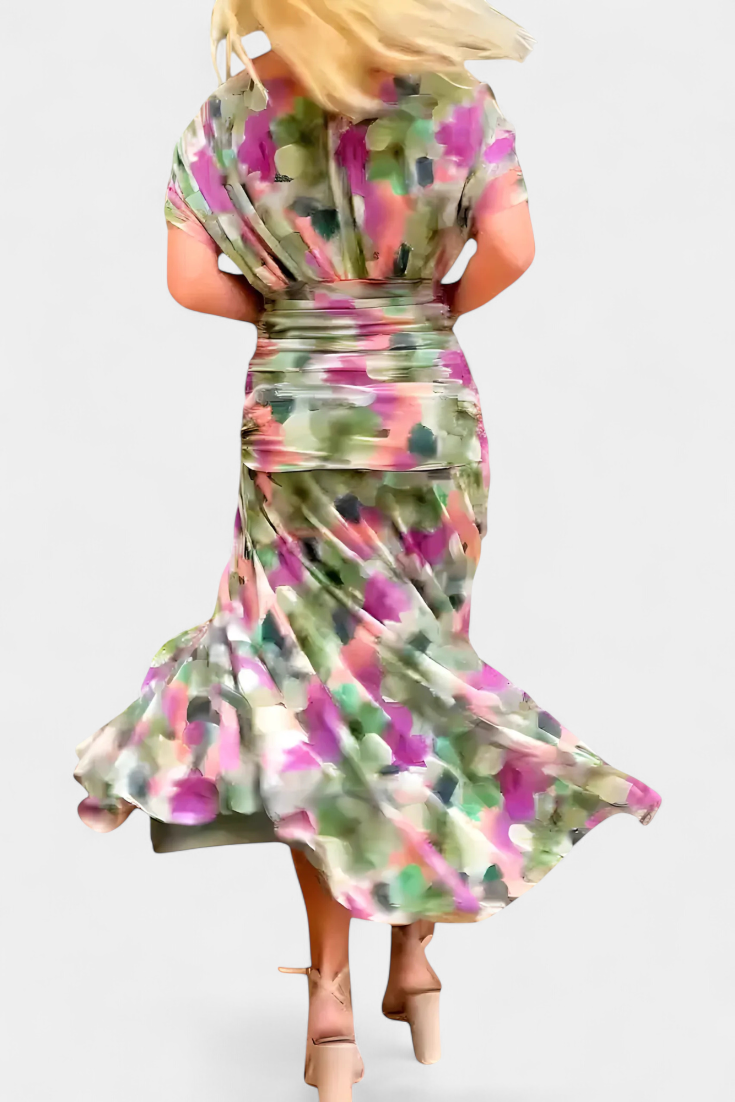 Women's Long Floral V Neck Maxi Dress