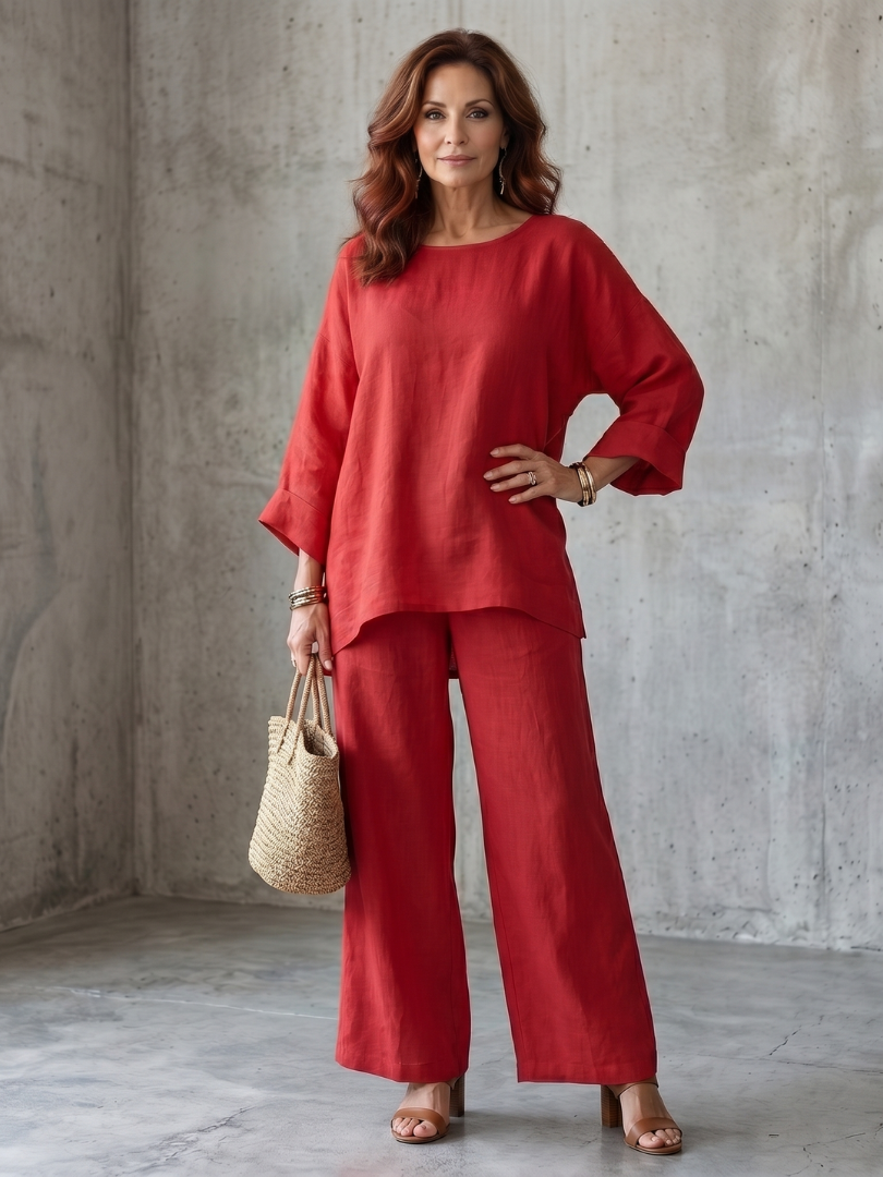 Women's Oversized Tunic Wide Leg Pant Set