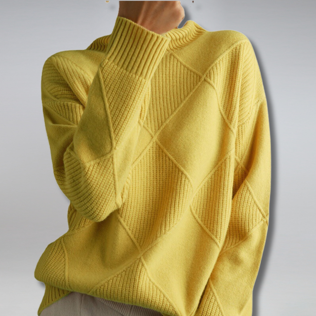 Women’s High Neck Diamond Knit Sweater