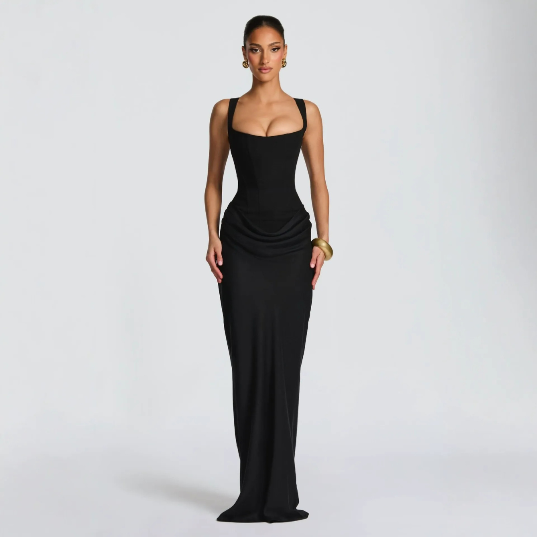 Women's Elegant Square Neck Mermaid Maxi Dress