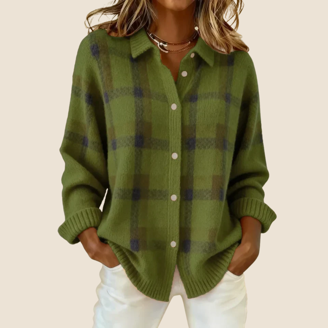 Women's Retro Plaid Oversized Knit Sweater