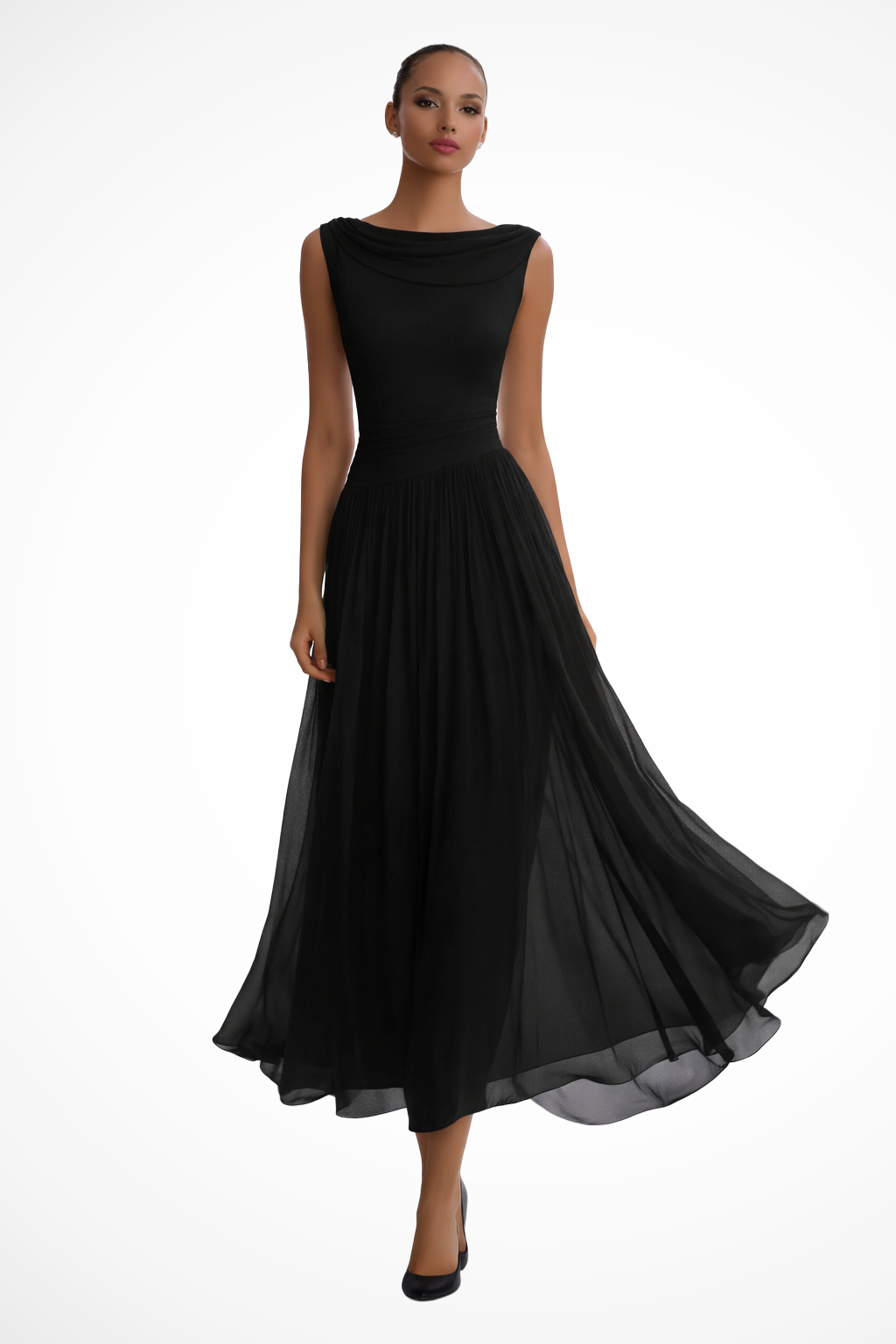 Elegant Sleeveless Flowing Midi Dress for Women