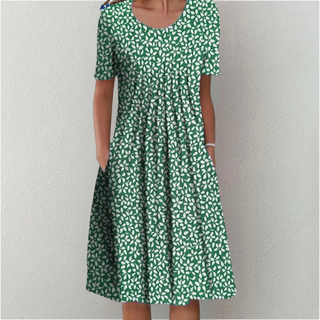 Women's Floral Print Midi Dress with Relaxed Everyday Elegance