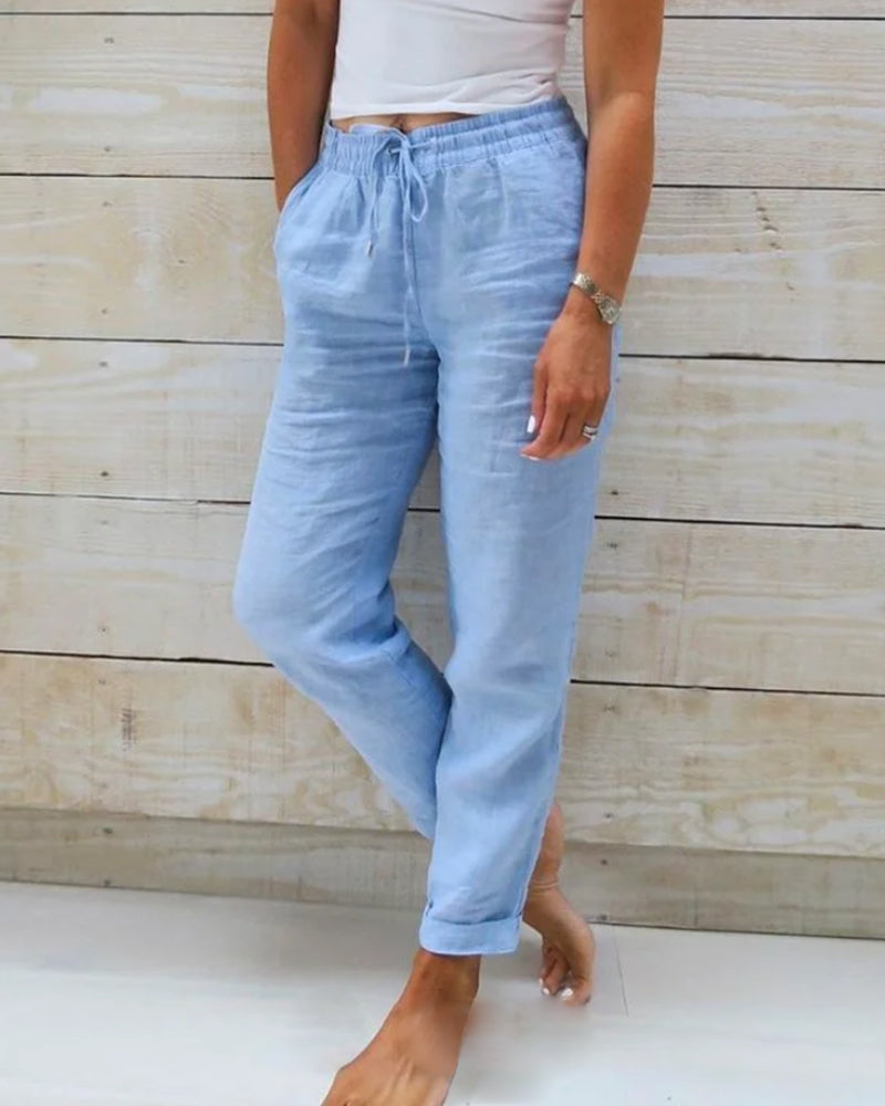 Women’s Relaxed Drawstring Casual Pants with Pockets