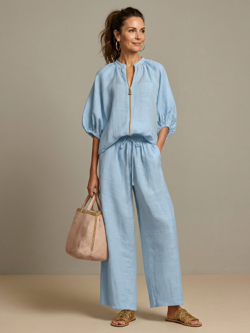 Women's Relaxed Zip-Up Two-Piece Set