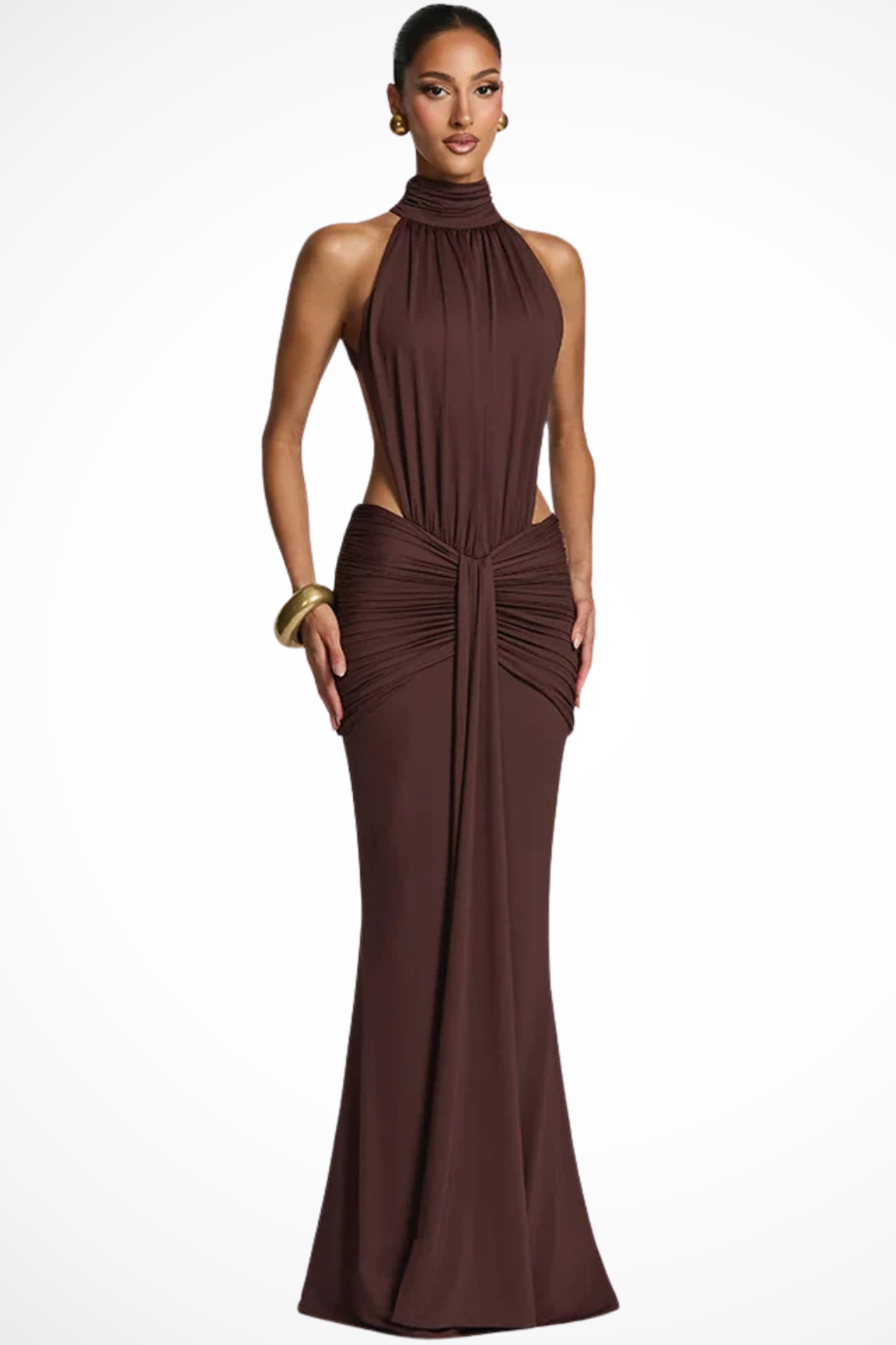 Women’s Elegant Open Back Halter Maxi Dress