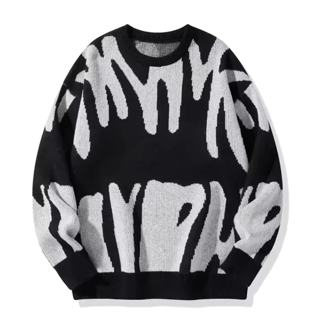 Women's Abstract Pattern Crew Neck Knit Sweater
