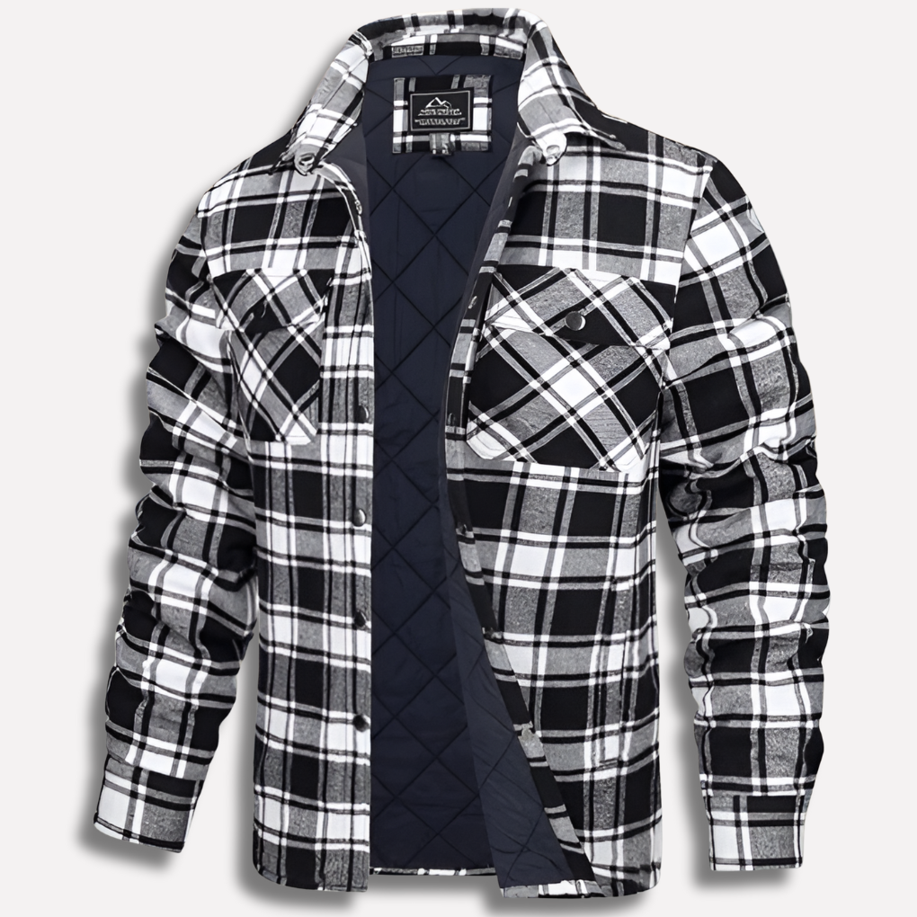 Men's Quilted Plaid Shirt with Button Front