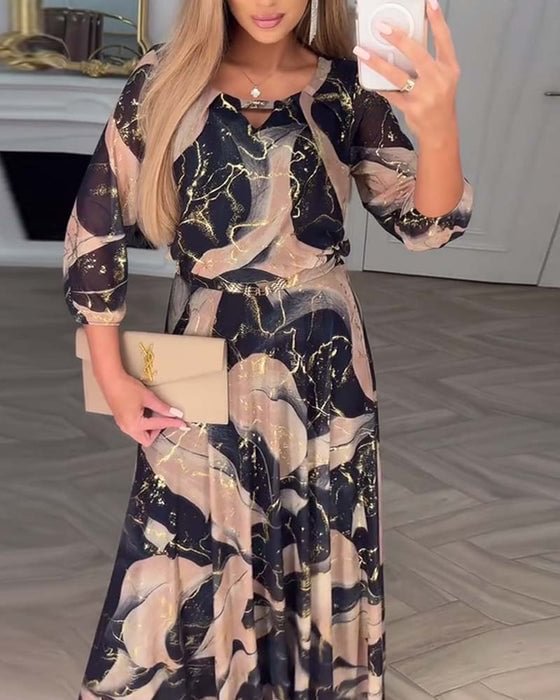 Women's Elegant Abstract Print Maxi Dress