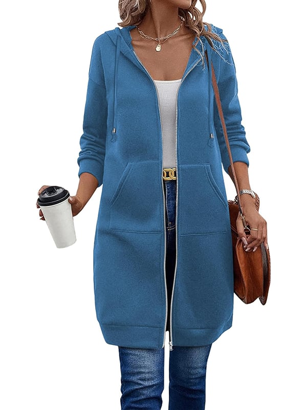Women's Knee Length Long Zip Hoodie