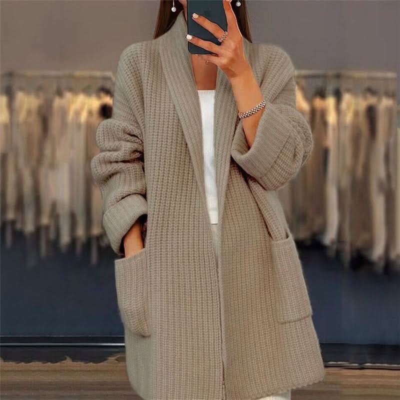 Women's Longline Knit Cozy Cardigan with Pockets