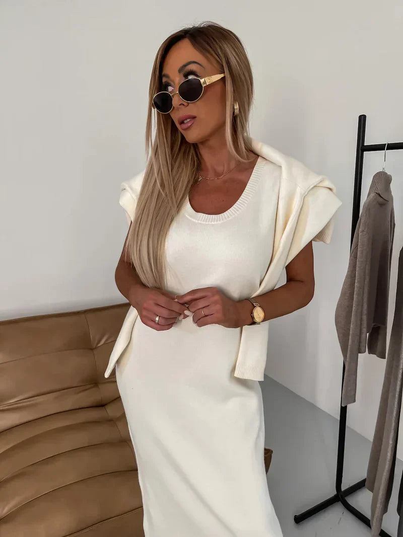 Women's Midi Dress & Turtleneck Sweater Set