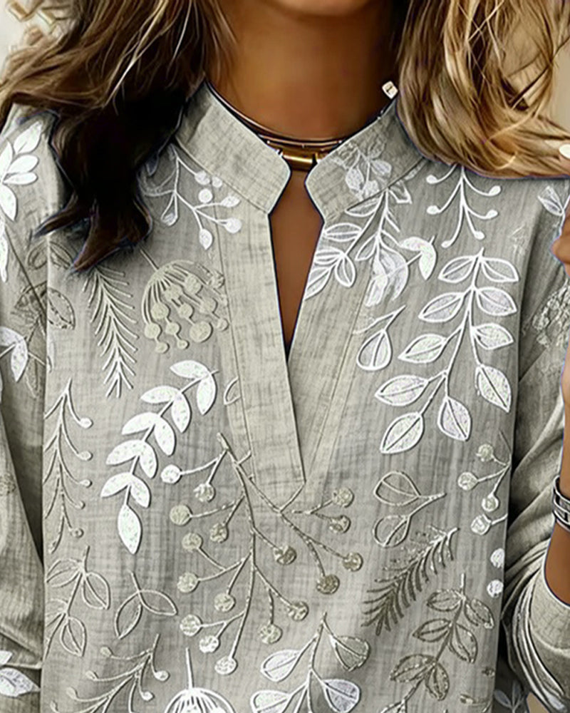 Women's Soft-Touch Blouse Pastel Floral V-Neck